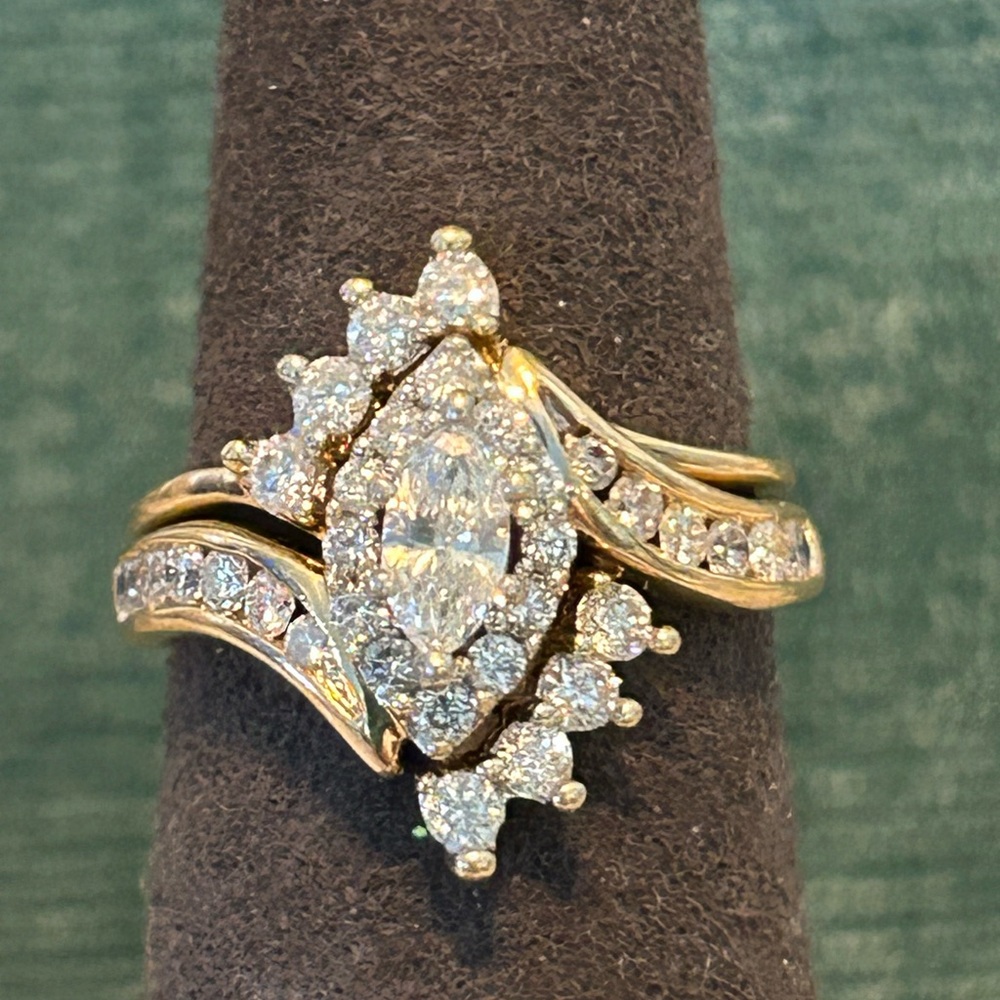 Zales 14k Gold 1ct Marquise Diamond Ring with Wrap Enhancement. Retails at $2000